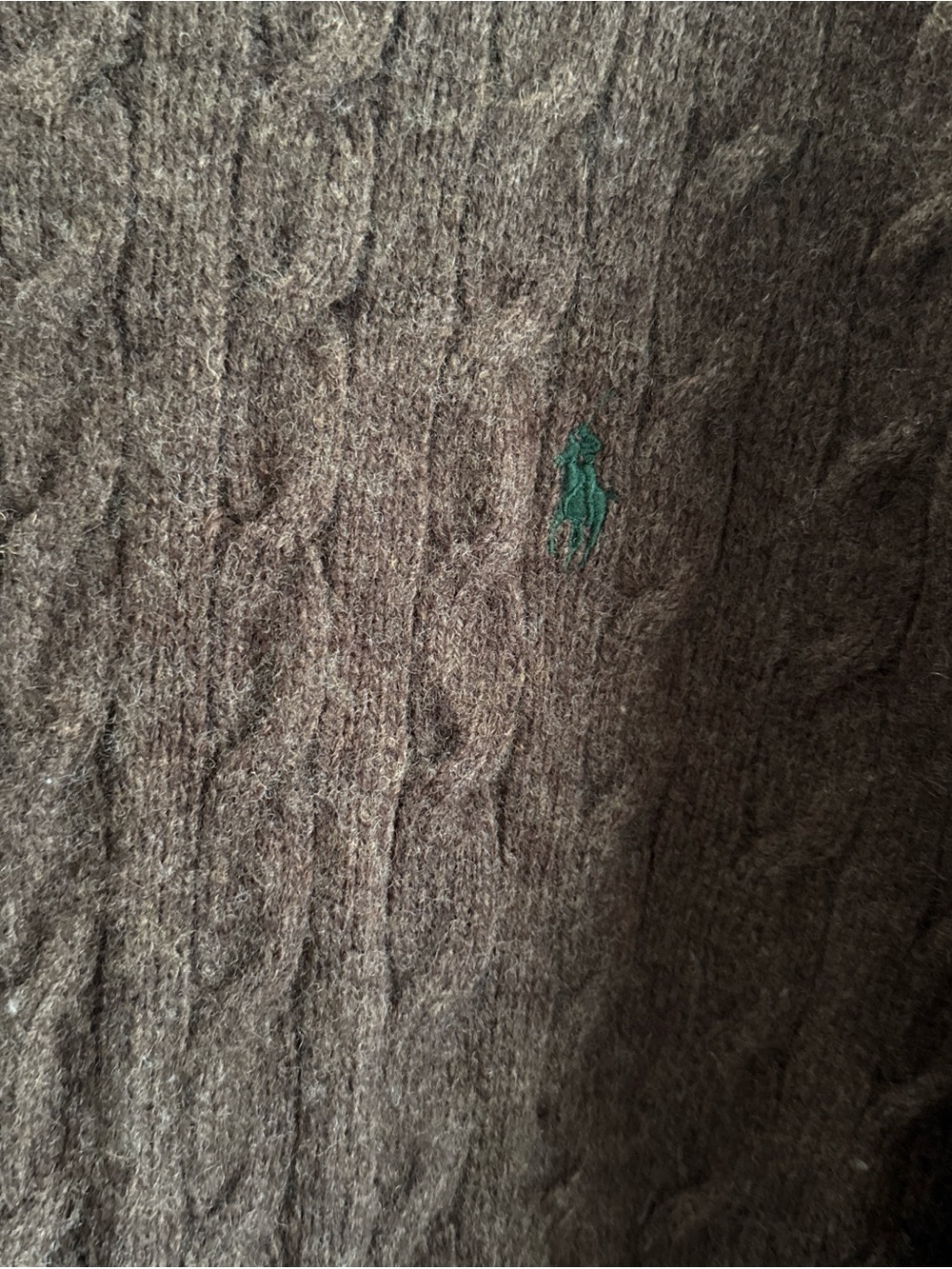 Polo Ralph Lauren Brown Cable Knit Merino Wool Angora Sweater XL - Picture 3 of 8